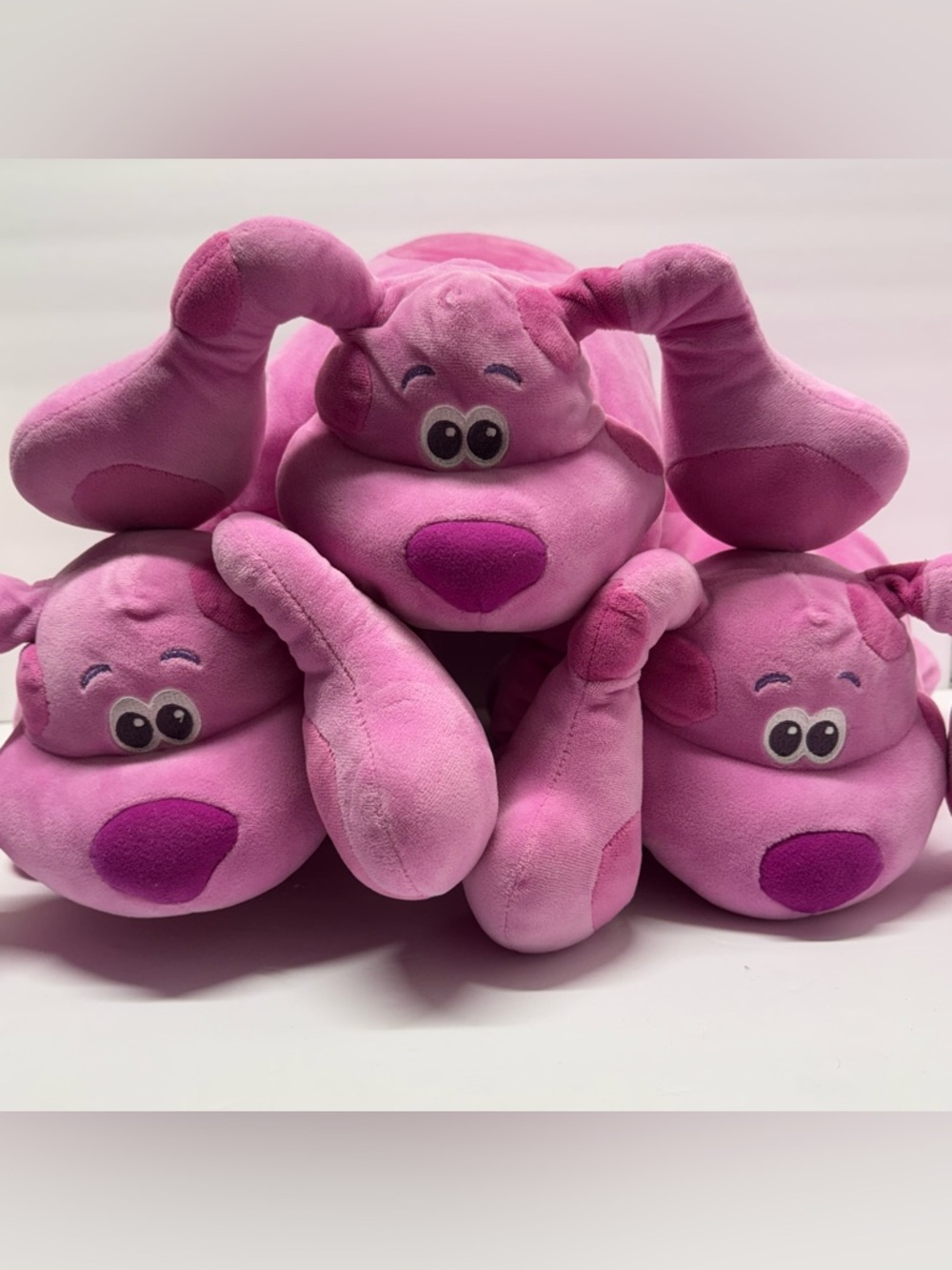 Lot  3 Pillow Pets Pet Blues Clues Magenta Puppy Stuffed Animal Plush Toy USED